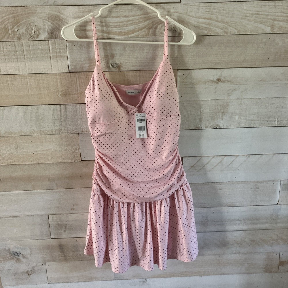 Hollister Women's Pink Polka-dot One Piece Swimsuit Size L